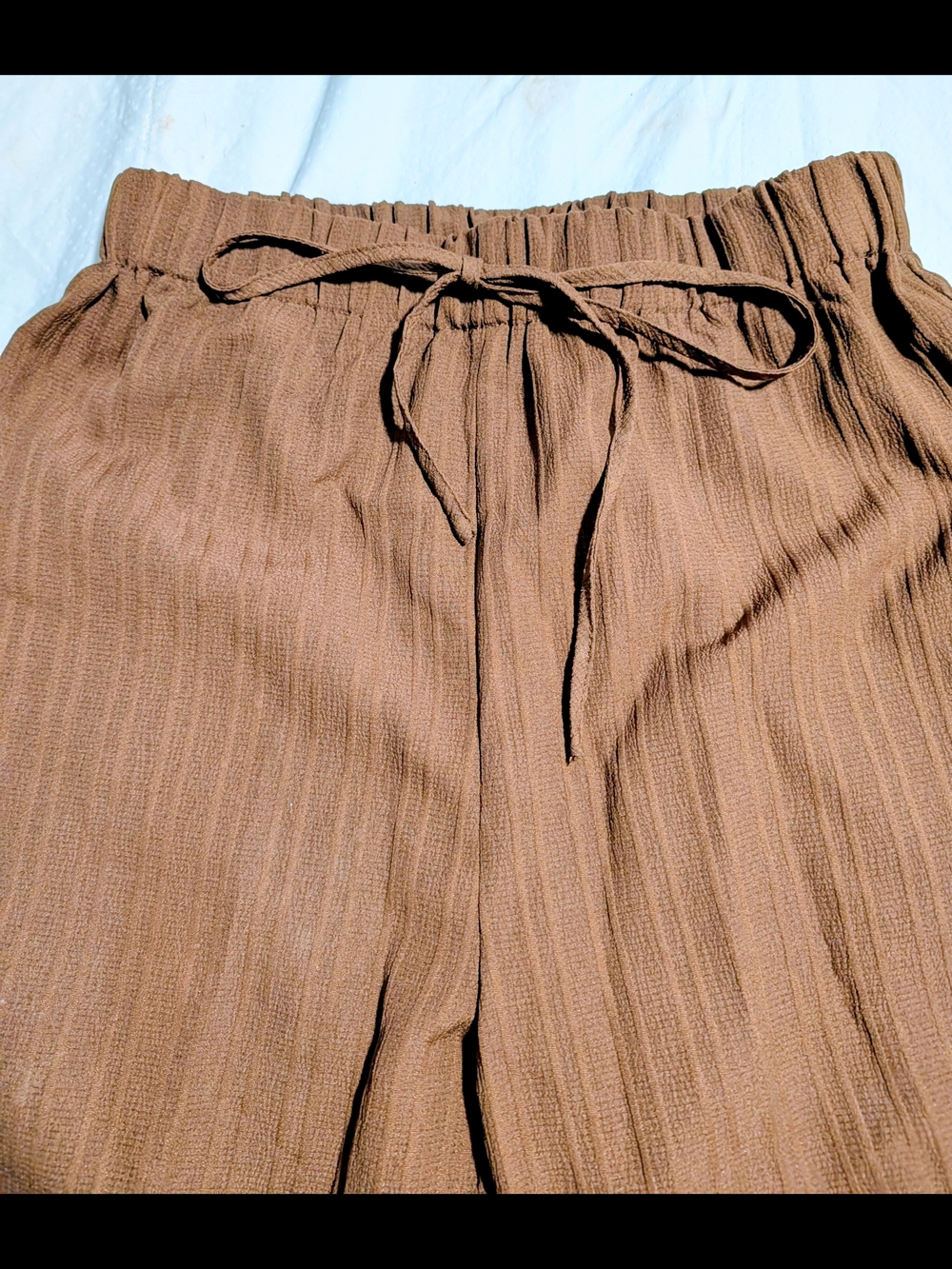 Brown Wide-Leg Drawstring Pants - Picture 2 of 2